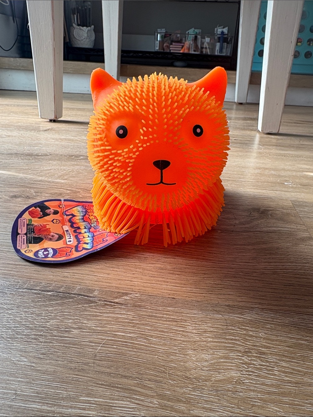 Orange Puffer Plush Cat Toy - orange